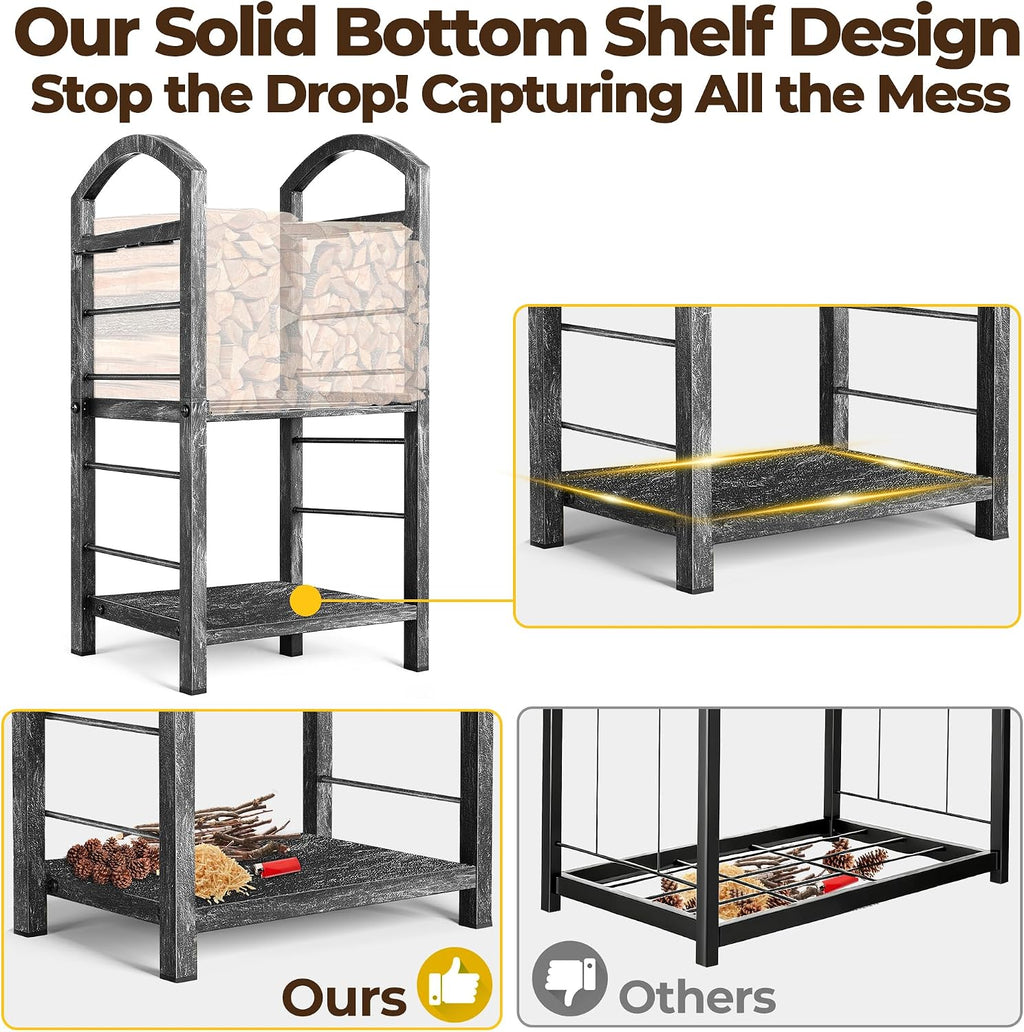 amagabeli garden & home 30in firewood rack indoor showing dimensions