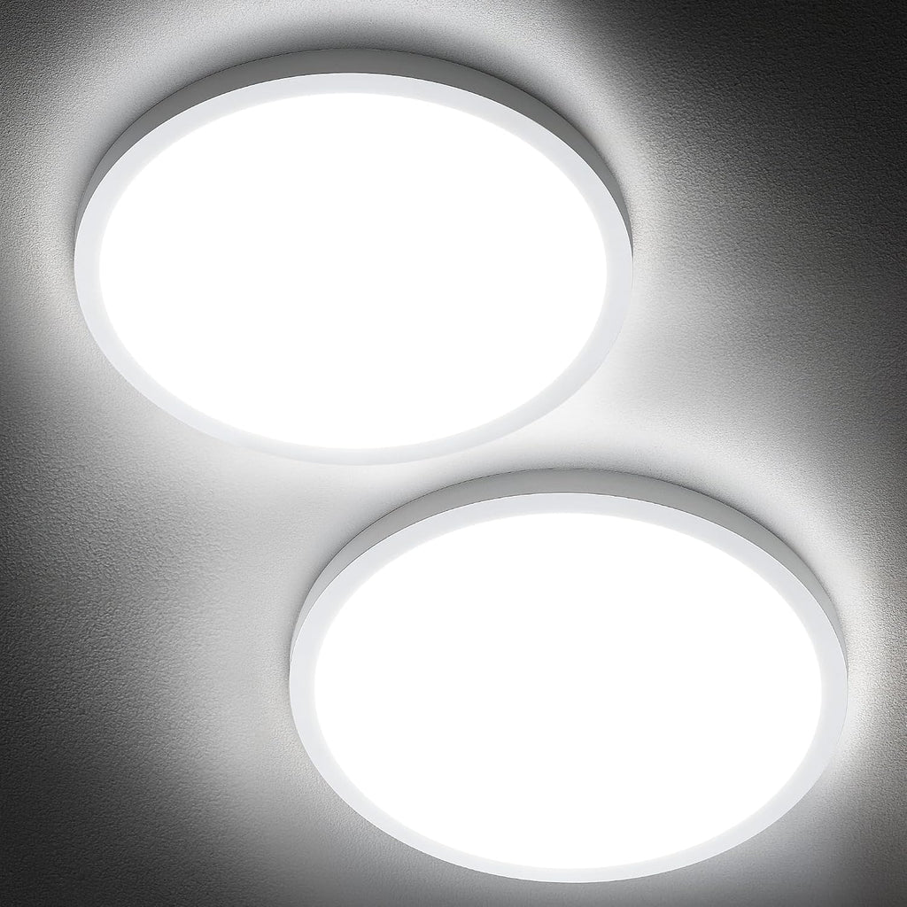 SunRider 2-Pack LED Flush Mount Ceiling Light Fixture, 6000K Cool White
