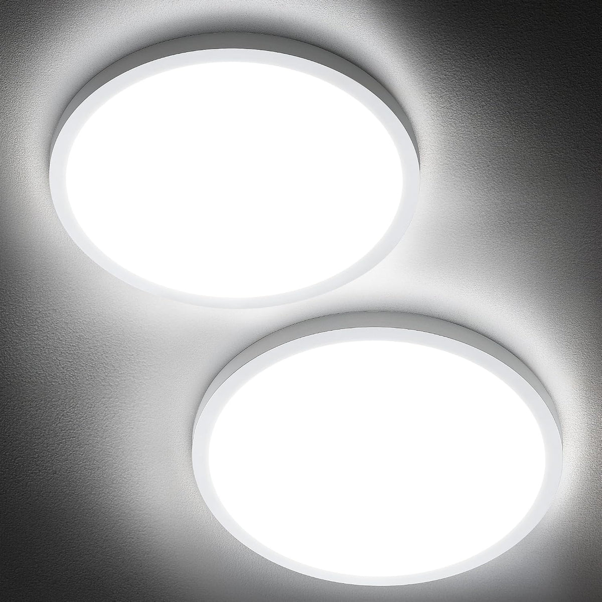 SunRider 2-Pack LED Flush Mount Ceiling Light Fixture, 6000K Cool White