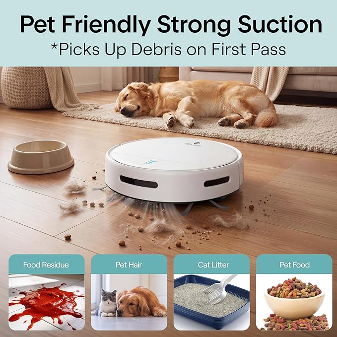 SereneLife Smart Robot Vacuum Cleaner and Mop Combo, App Control, 3 Cleaning