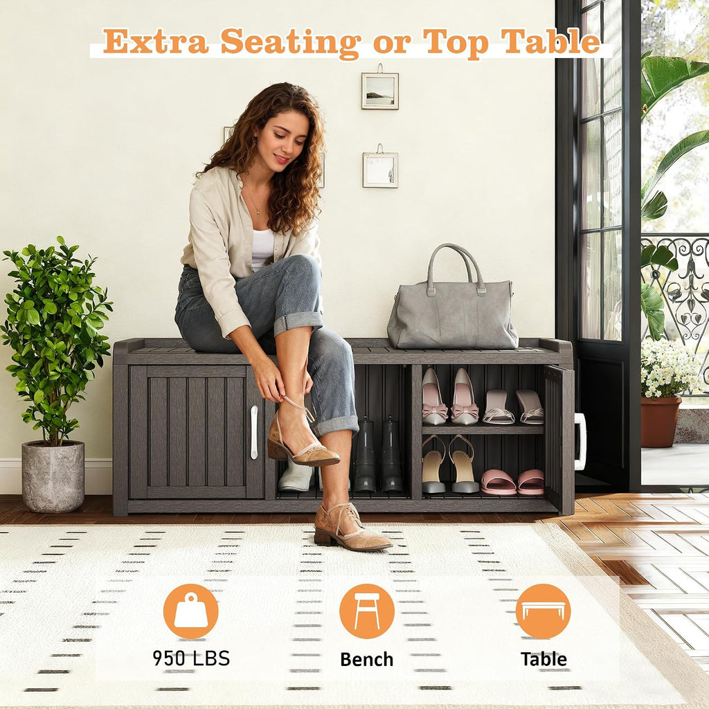 outdoor shoe bench with waterproof uv-resistant indoor resin, package contents