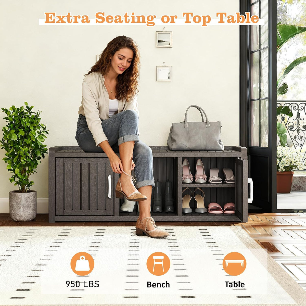 outdoor shoe bench with waterproof uv-resistant indoor resin, package contents