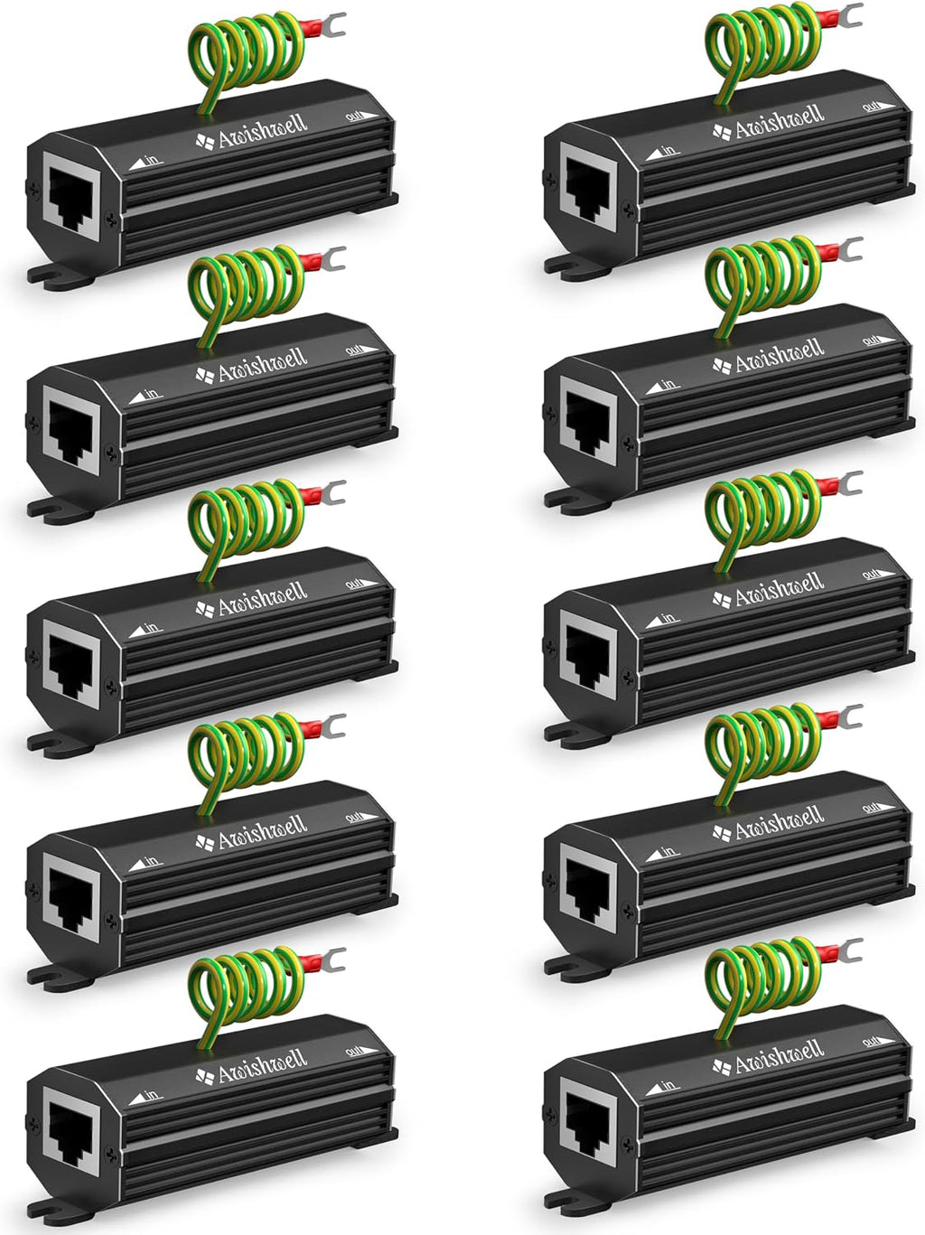 Awishwell Ethernet Surge Protector Gigabit, 10 Pack PoE++ RJ45 Surge Protector