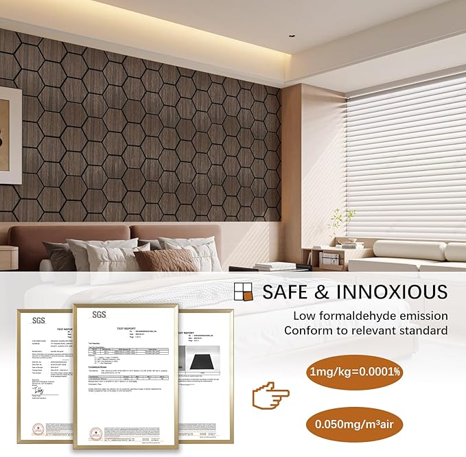Hexagon Acoustic Wall Panels, Self-Adhesive Sound Absorbing Wall Panel by ARMURO (4 Pack)