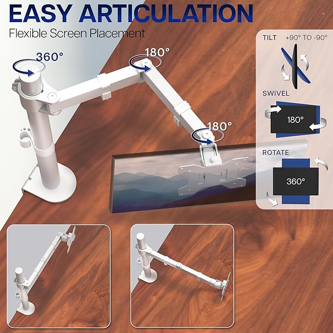 VIVO Single Monitor Arm Desk Mount, Holds Screens up to 32 inch Regular and 38