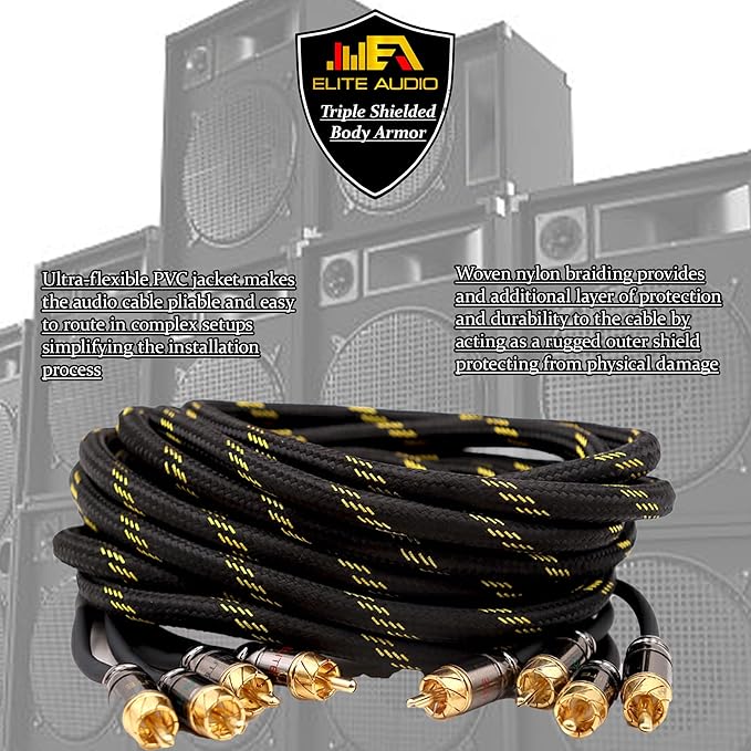 Elite Audio Pro Series 1.5 ft. 100% OFC Copper RCA Cable Y-Adapter