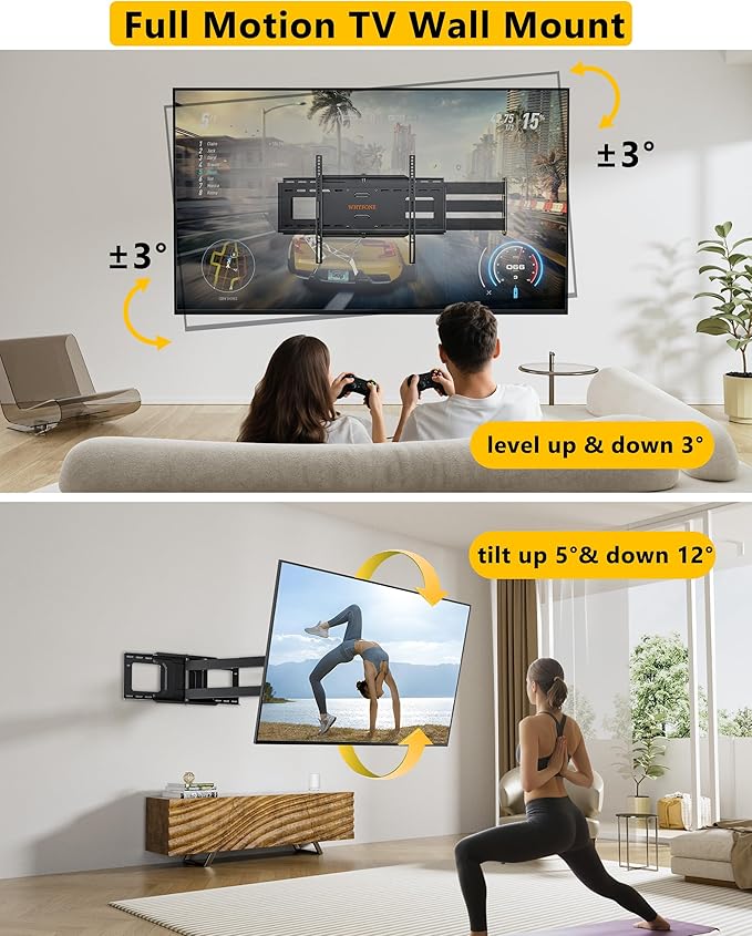 48'' Extension Extra Long Arm TV Wall Mount, Heavy Duty Full Motion TV Wall
