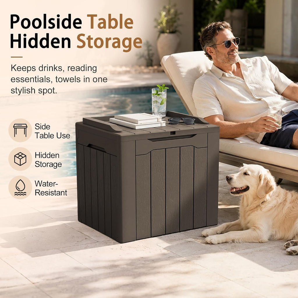 jummico 31 gallon resin deck box waterproof outdoor, close-up detail