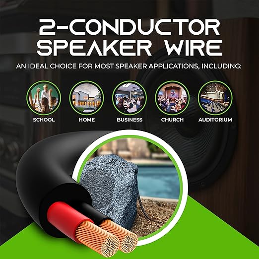 GEARit Outdoor Speaker Wire CL3 Rated, 16 Gauge Speaker Wire, Speaker Cable 500