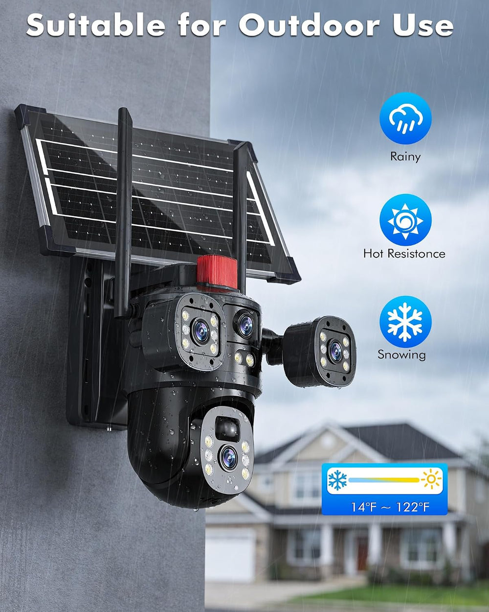 KEPEAK Solar Security Camera Outdoor Wireless, Dual Lens PTZ WiFi Camera 2.4G...