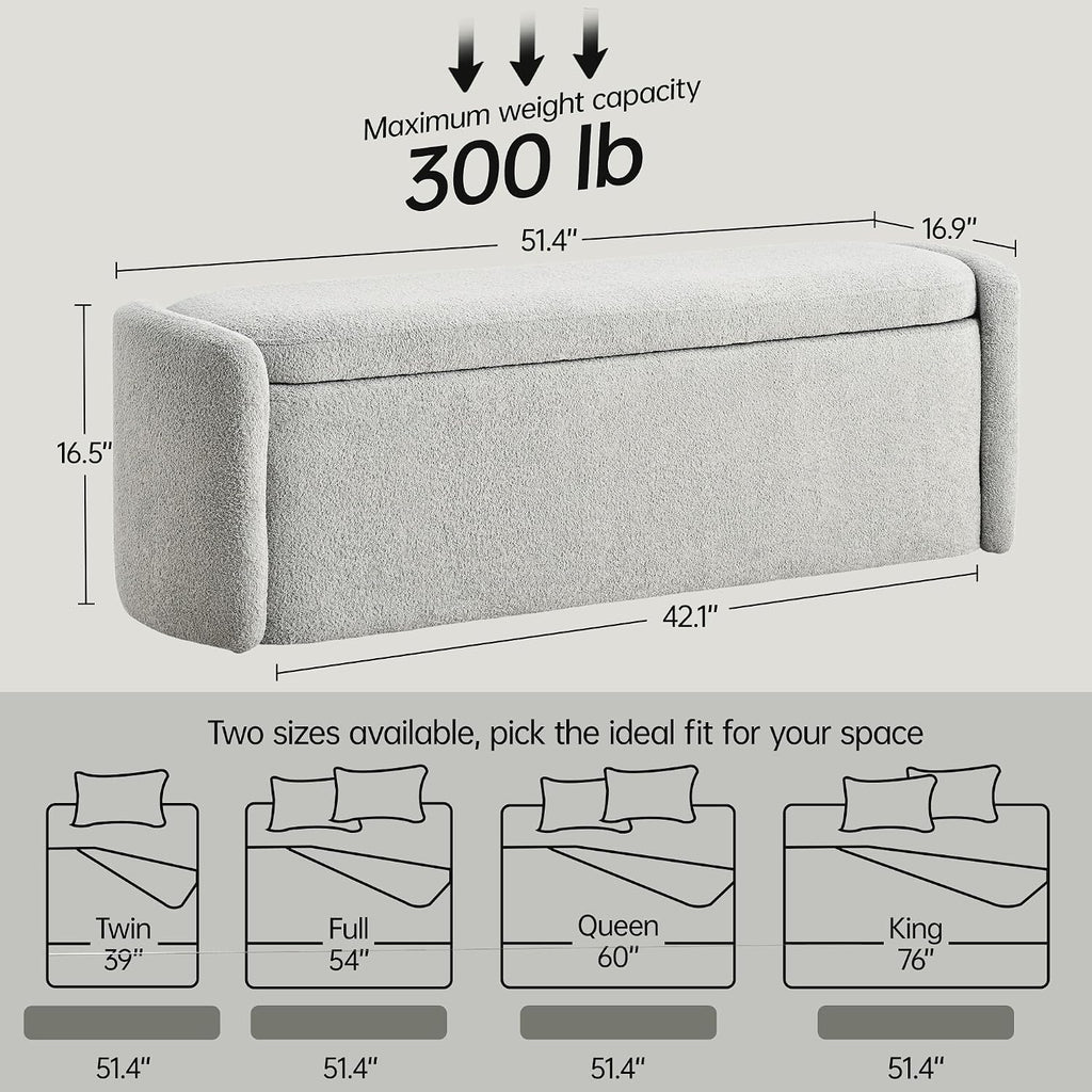 vknow storage bench, upholstered storage ottoman bench with shown in use