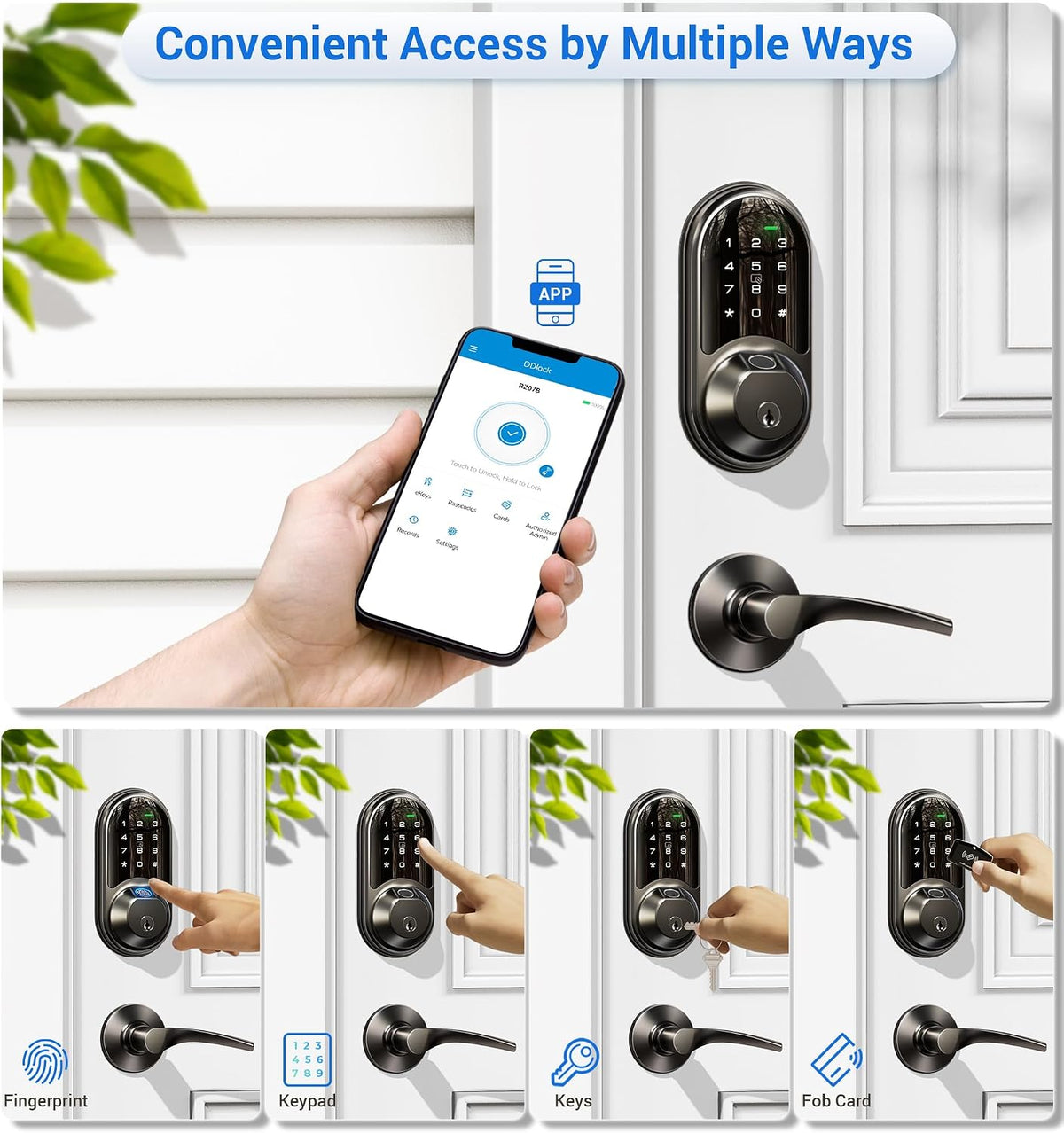 veise rz07b fingerprint smart lock with 2 lever shown in use