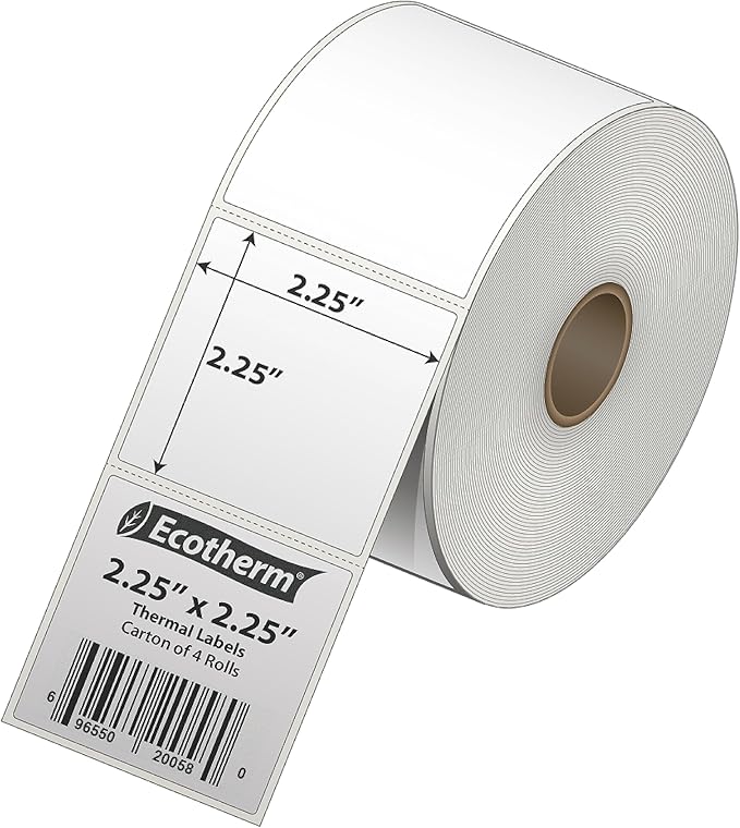 2.25" x 2.25" Thermal Labels | 4 Rolls | 2800 Labels | fits Zebra, Offnova