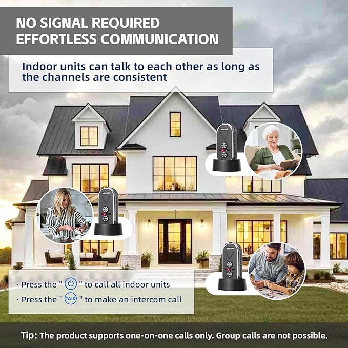 PANDAAR Doorbell Wireless for Home, Wireless Intercom System 4900ft Long Range (2 Pack)