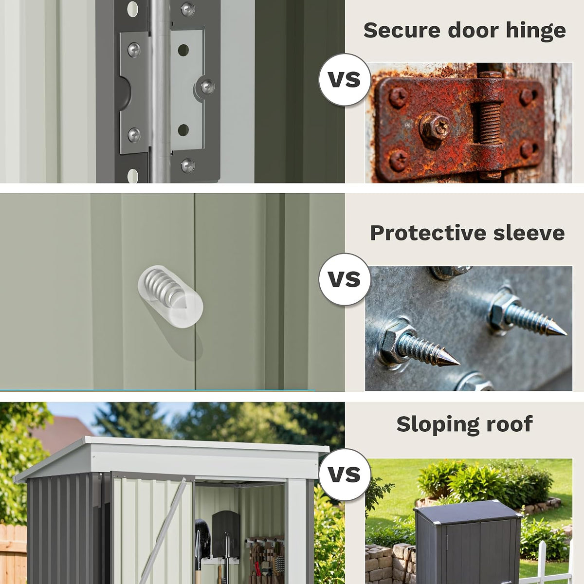gunji 3 x 5 ft shed outdoor storage, side view