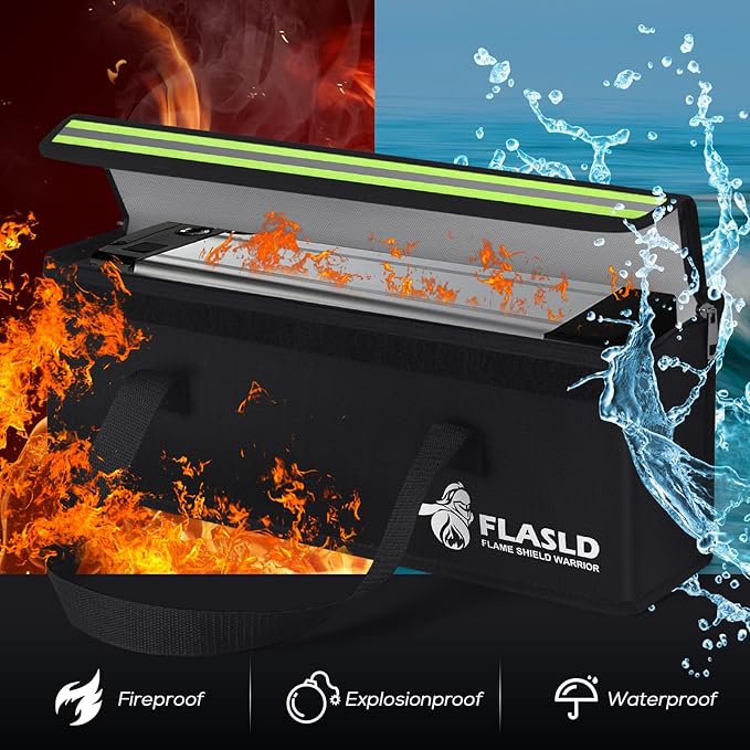 FLASLD 2-Pack Lipo Fireproof Bag Ebike Accessories Battery Charging Case Charge