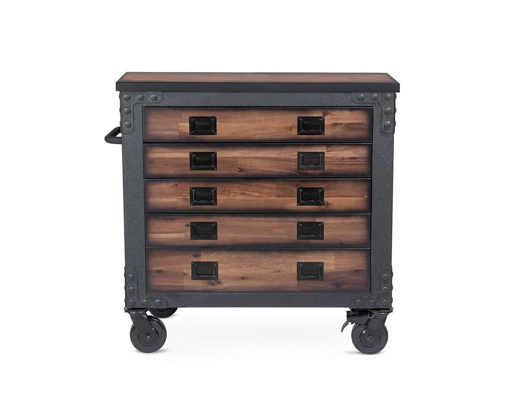 duramax 36 in rolling tool chest with wood, side view