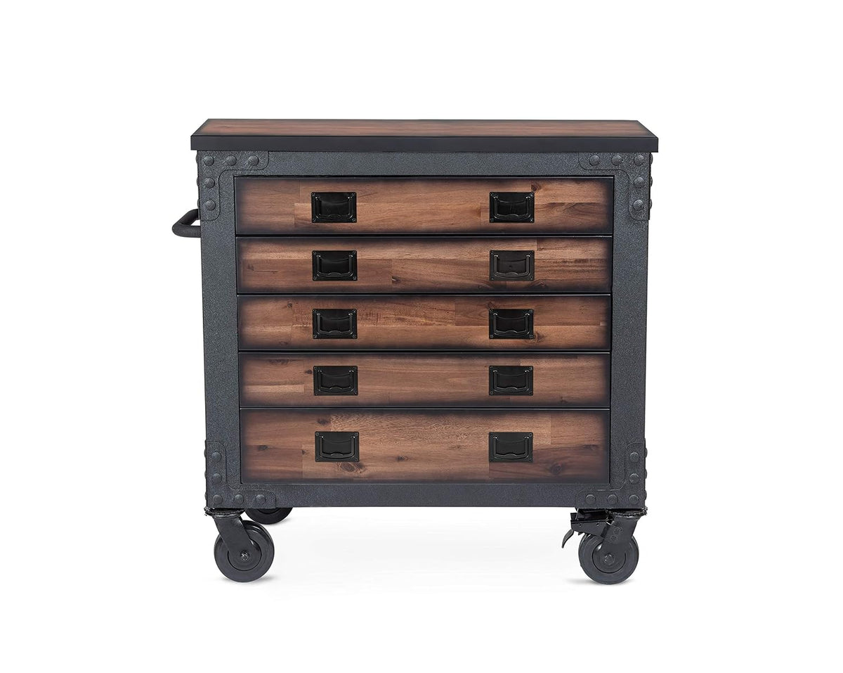duramax 36 in rolling tool chest with wood, side view