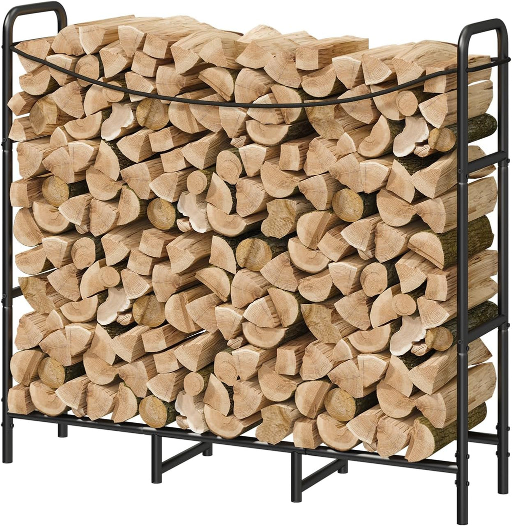 4FT Firewood Rack Outdoor, Adjustable Log Stand for Storage