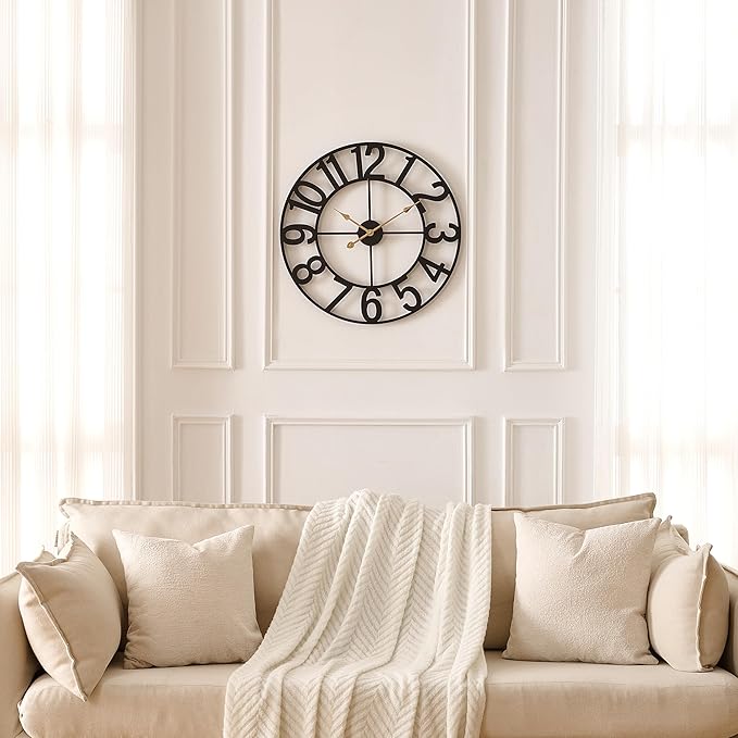 Alarmore 30 Inch Oversized Wall Clock, Battery Operated Silent Non Ticking