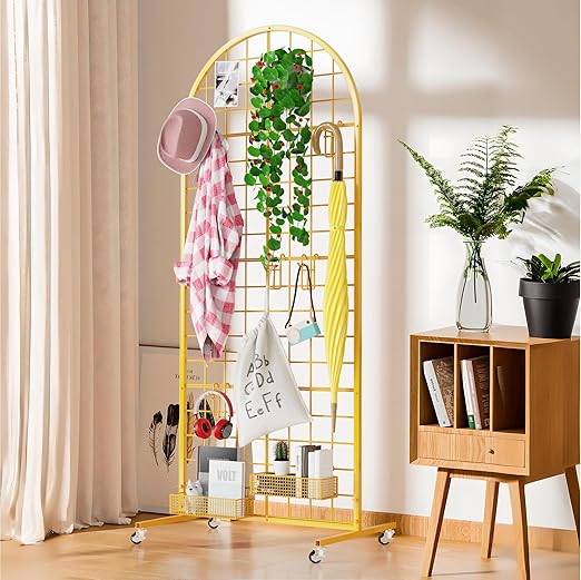 Asee'm Grid Wall Panels Display Stand 2' x 5.2' FT Gold Movable Wire Grid Wall