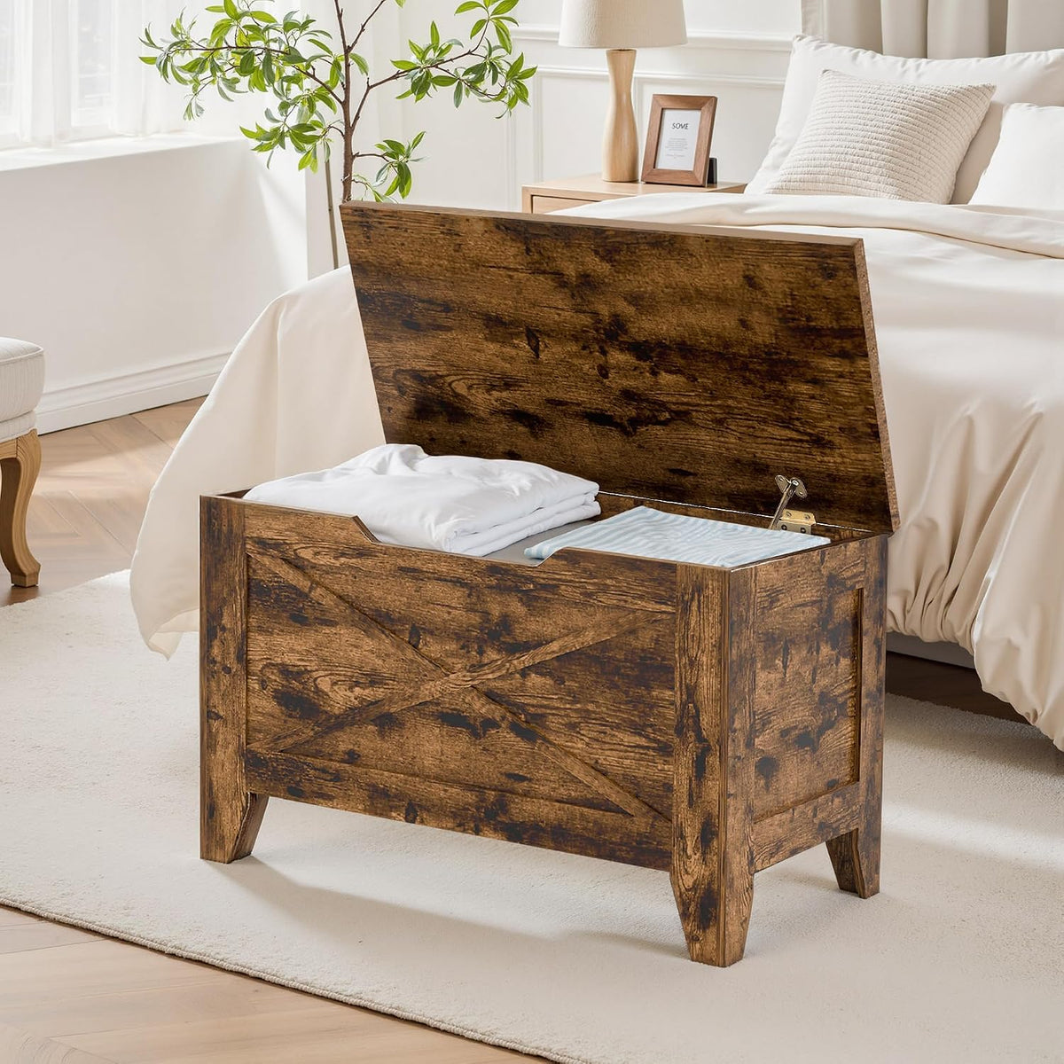vecelo 30" storage bench with handwoven wicker cushion, package contents