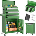 Greenvelly 5-Drawer Tool Chest with Wheels, Pre-Assembled Rolling Tool Chest, Detachable Top Tool Box, Lockable Design, Comes with Drawer Liners & Side Hooks for Garage Workshop Repair Room (Green)