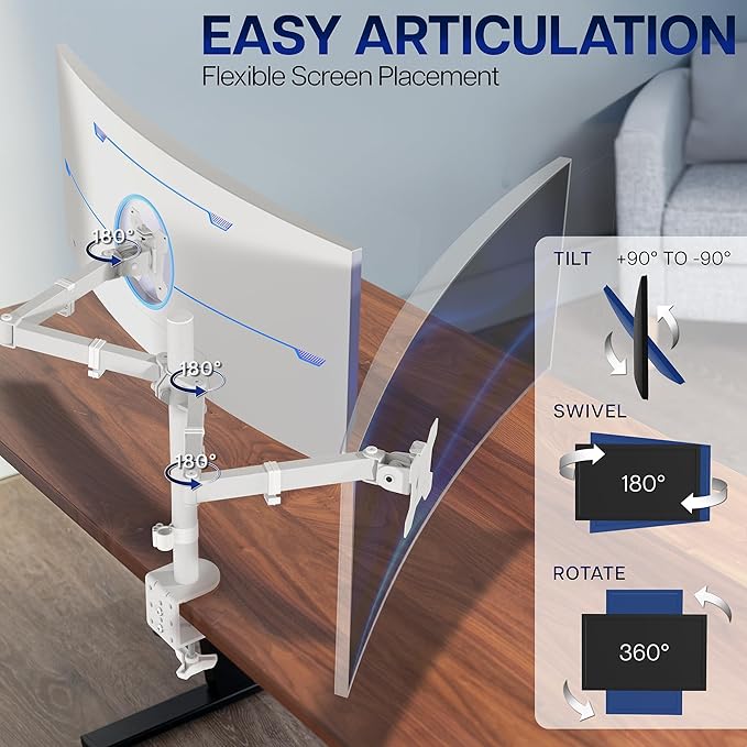 VIVO Dual Ultrawide Monitor Desk Mount, Heavy Duty Fully Adjustable Steel Stand