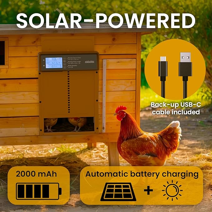 Okkobi Automatic Chicken Coop Door Solar Powered