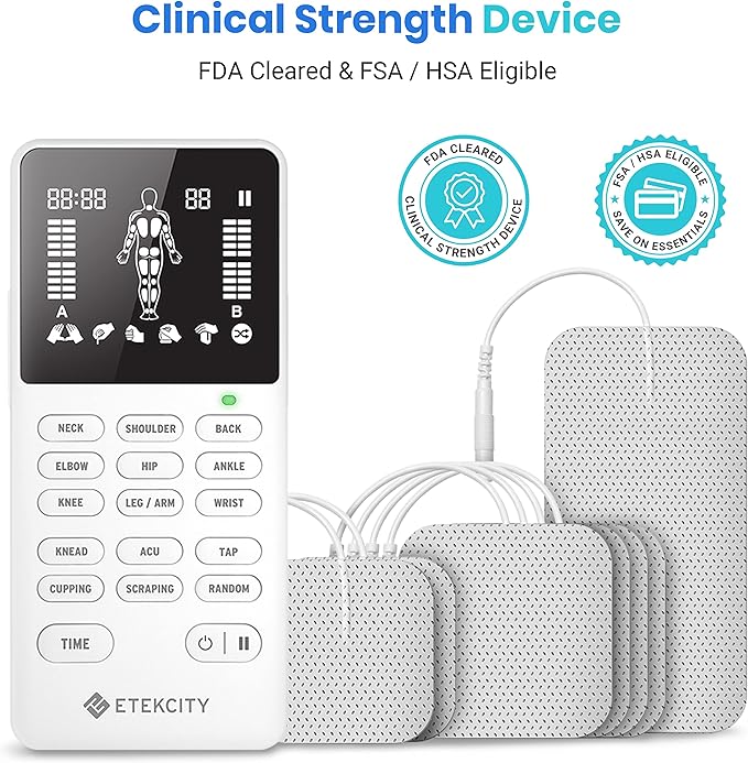 Etekcity 4-Channel Rechargeable TENS Unit, FSA-HSA Eligible Muscle Stimulator