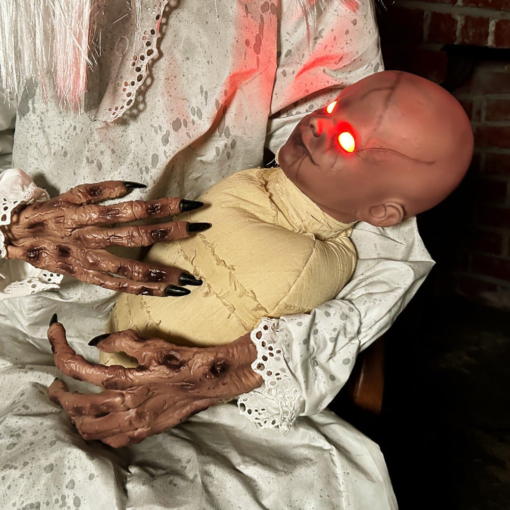 Haunted Hill Farm Life-Size 2.9-Ft Animatronic Gravely Granny by Tekky Hallow...