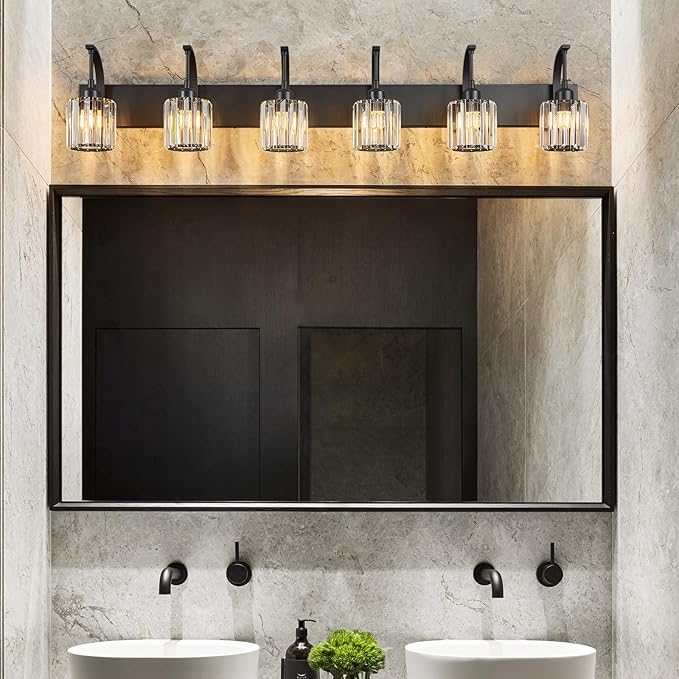 FDPBY 6-Light Crystal Vanity Light, 51.18" Long Over Mirror Lighting