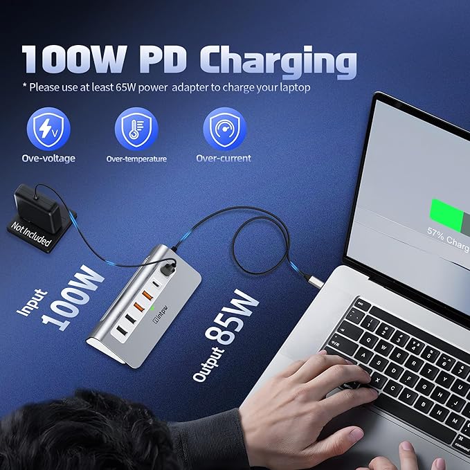 intpw P9 PRO USB C Hub 10Gbps, 9-in-1 USB C Docking Station