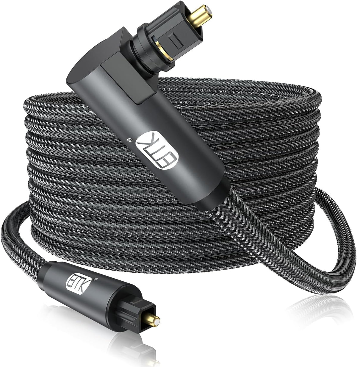 EMK 90 Degree Toslink Optical Cable 360 Degree Free-Rotating Plug Fiber Optic