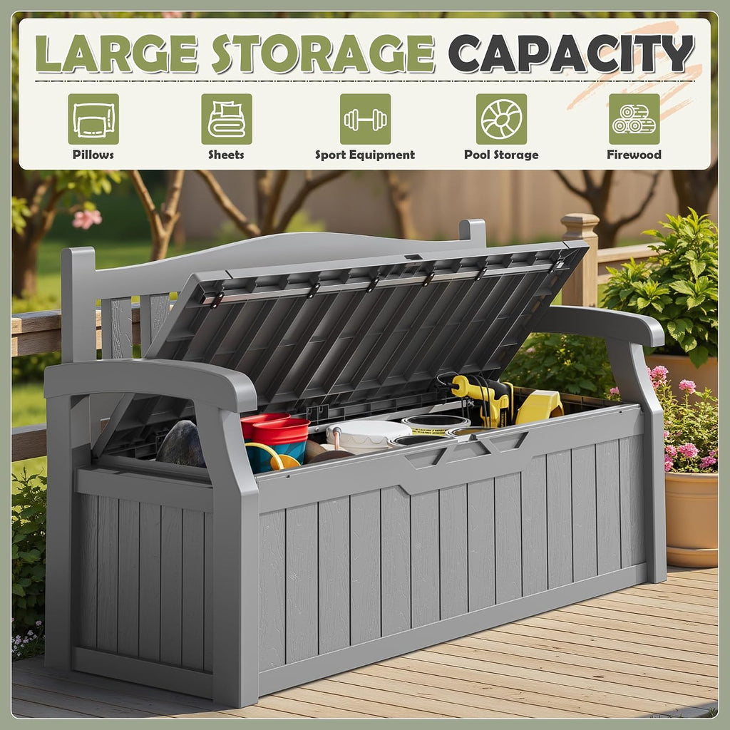 homall 75 gallon outdoor storage benches lockable deck, side view