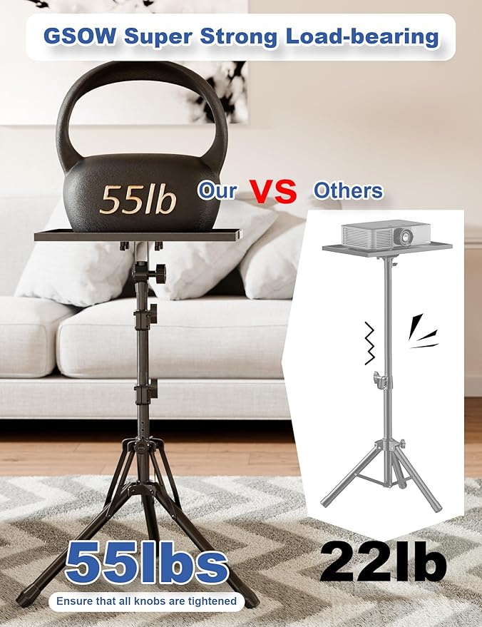 Projector Stand Tripod, Adjustable Height 26 to 56 Inch Laptop Tripod, Laptop