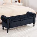 Storage Bench 51" Velvet End of Bed Benches Black