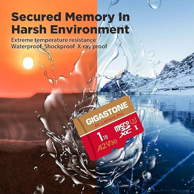 【5-Years Data Recovery】 GIGASTONE 1TB Micro SD Card, 4K Camera Pro, R/W up to