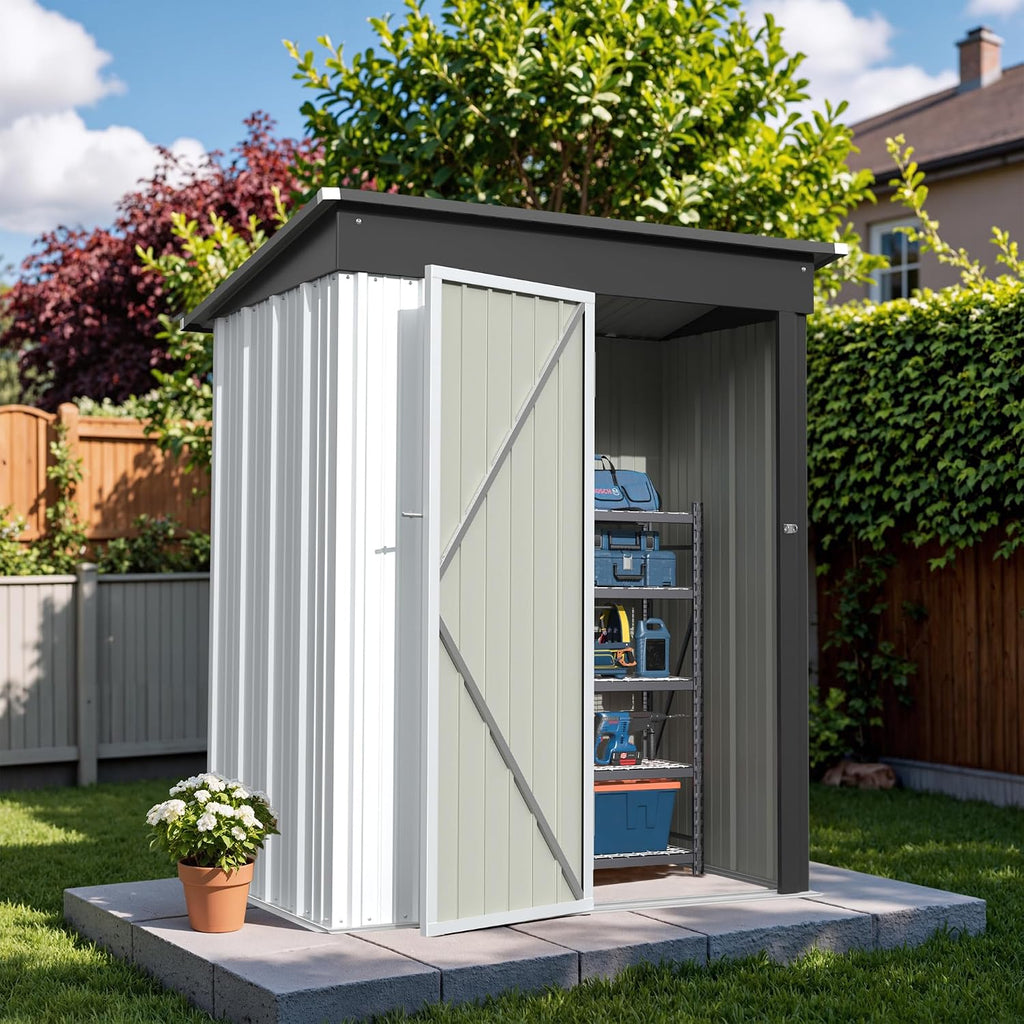 Greesum Outdoor Storage Shed 5 x 3 ft. Utility Tool Shed, White
