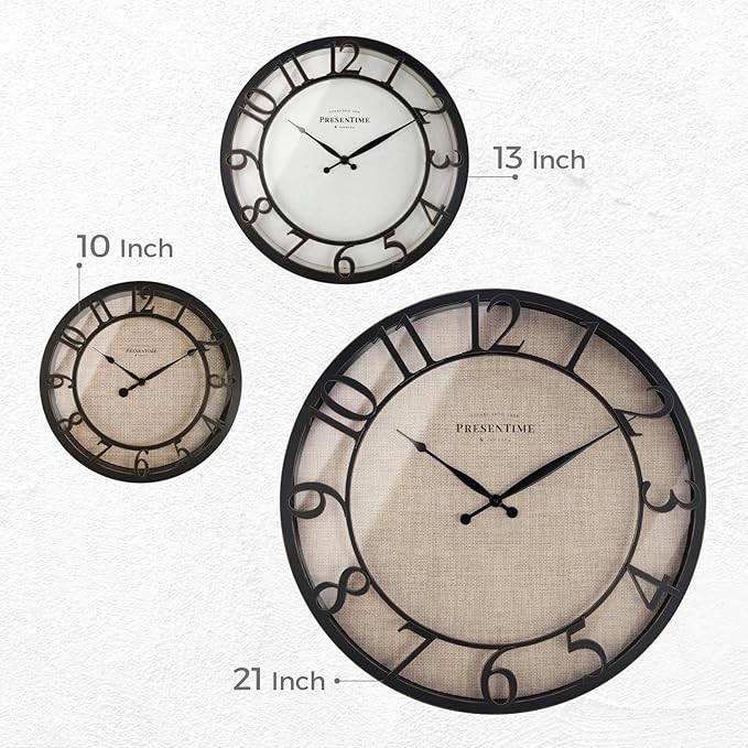 Presentime & Co 21" Farmhouse Series Wall Clock, Vintage Style, Retro Clock