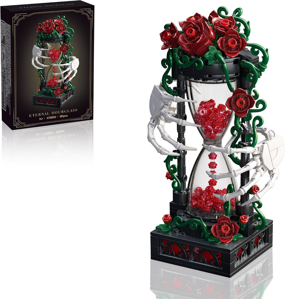 Gothic Halloween Building Set, Skeleton Hand Rose Hourglass Display Model