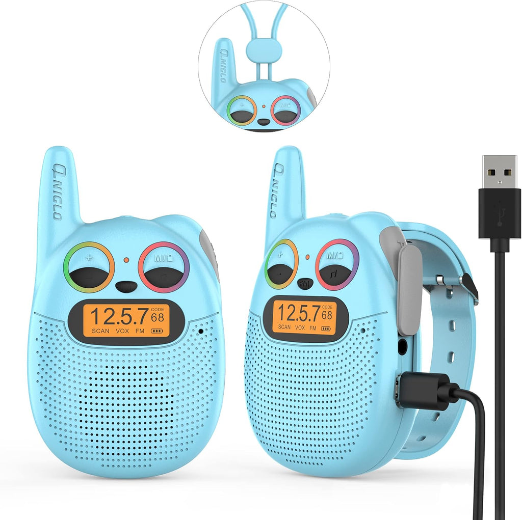 Qniglo Walkie Talkies for Kids Rechargeable 2 Pack, Christmas Birthday Gifts
