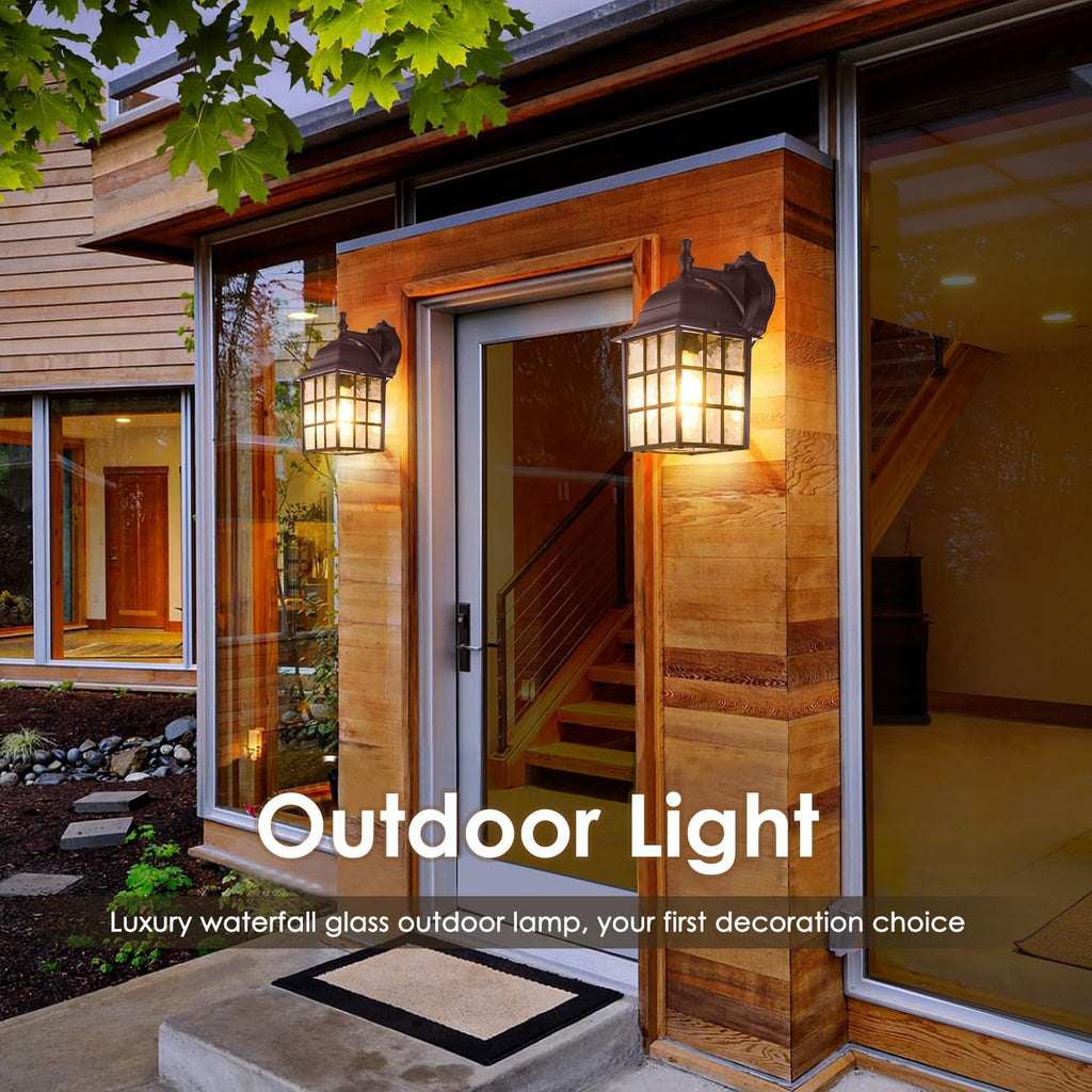 brightever 2-pack dusk to dawn outdoor wall light, package contents
