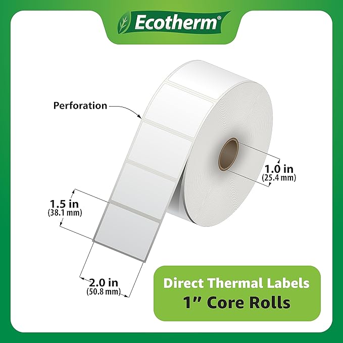 2" x 1.5" Thermal Labels | 6 Rolls | 8220 Labels | fits Zebra, Offnova Thermal