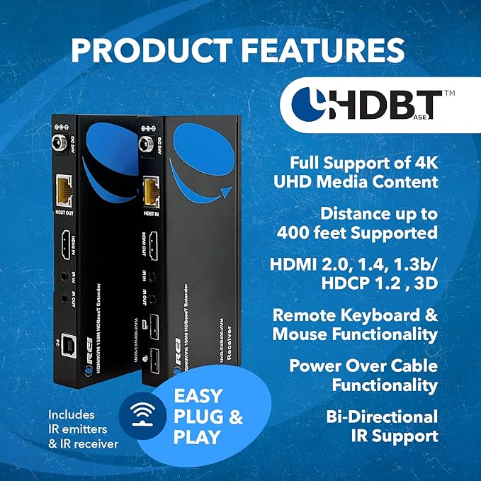 OREI 4K@60Hz KVM HDMI Extender Over Ethernet PoC Single HDBaseT
