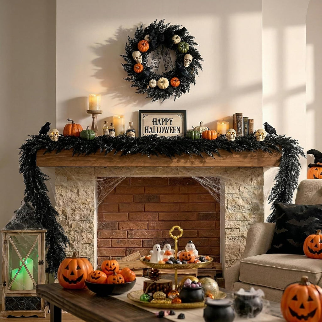 Valery Madelyn 9ft Artificial Norfolk Pine Halloween Garland for Mantle