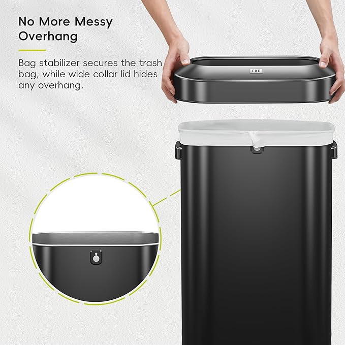 EKO Urban 24 Gallon/90 Liter Open Top Stainless Steel Slim Commercial Trash Can