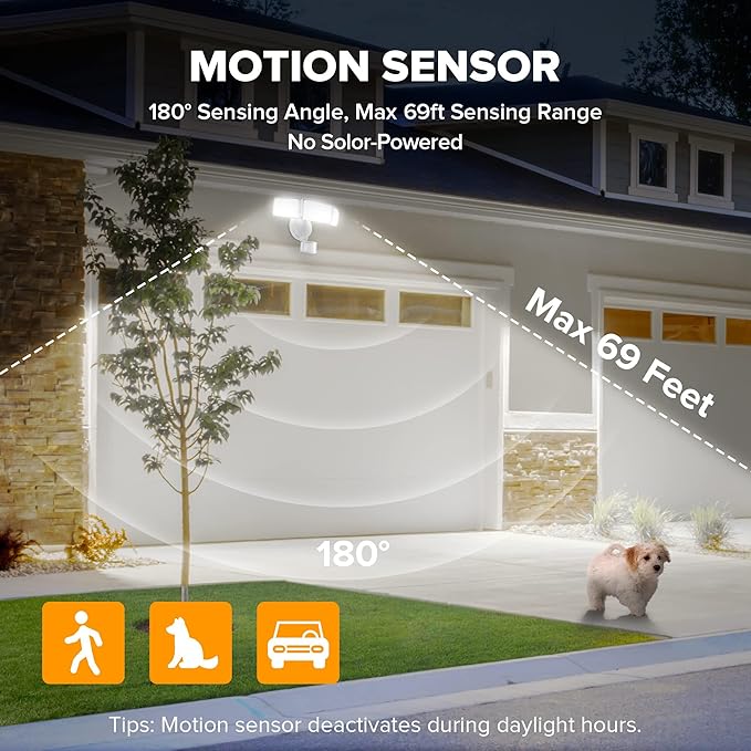 LUTEC 72W 7500LM LED Security Lights Motion Sensor Light Outdoor, 5000K Daylight