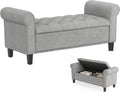 HOMCOM Storage Ottoman Bench 50" with Lift Top Lid, Light Gray