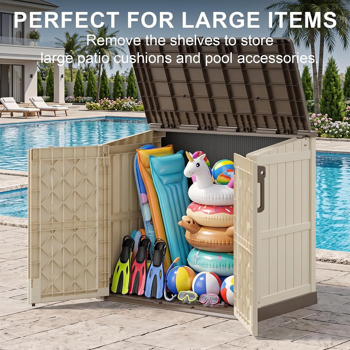 outdoor storage box & cabinet 36 cu ft shown in use